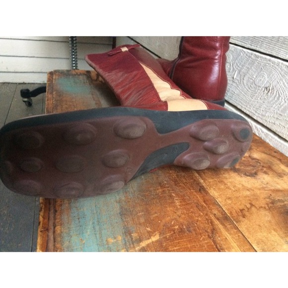 vintage high red leather moto boots - made in Italy - size 7 - Picture 9 of 10